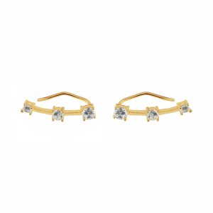 Ear Cuff Earring 1.8 cm long, with 6 AAA zircons,Material: 22k gold plated coating, Hypoallergenic, free of toxic and heavy metals,