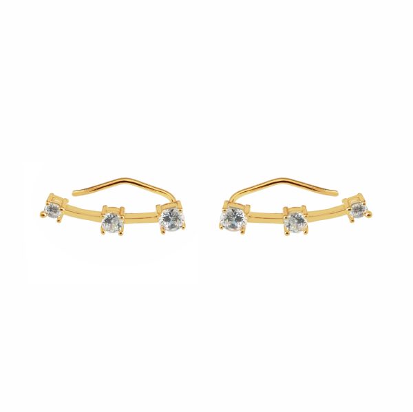 Ear Cuff Earring 1.8 cm long, with 6 AAA zircons,Material: 22k gold plated coating, Hypoallergenic, free of toxic and heavy metals,